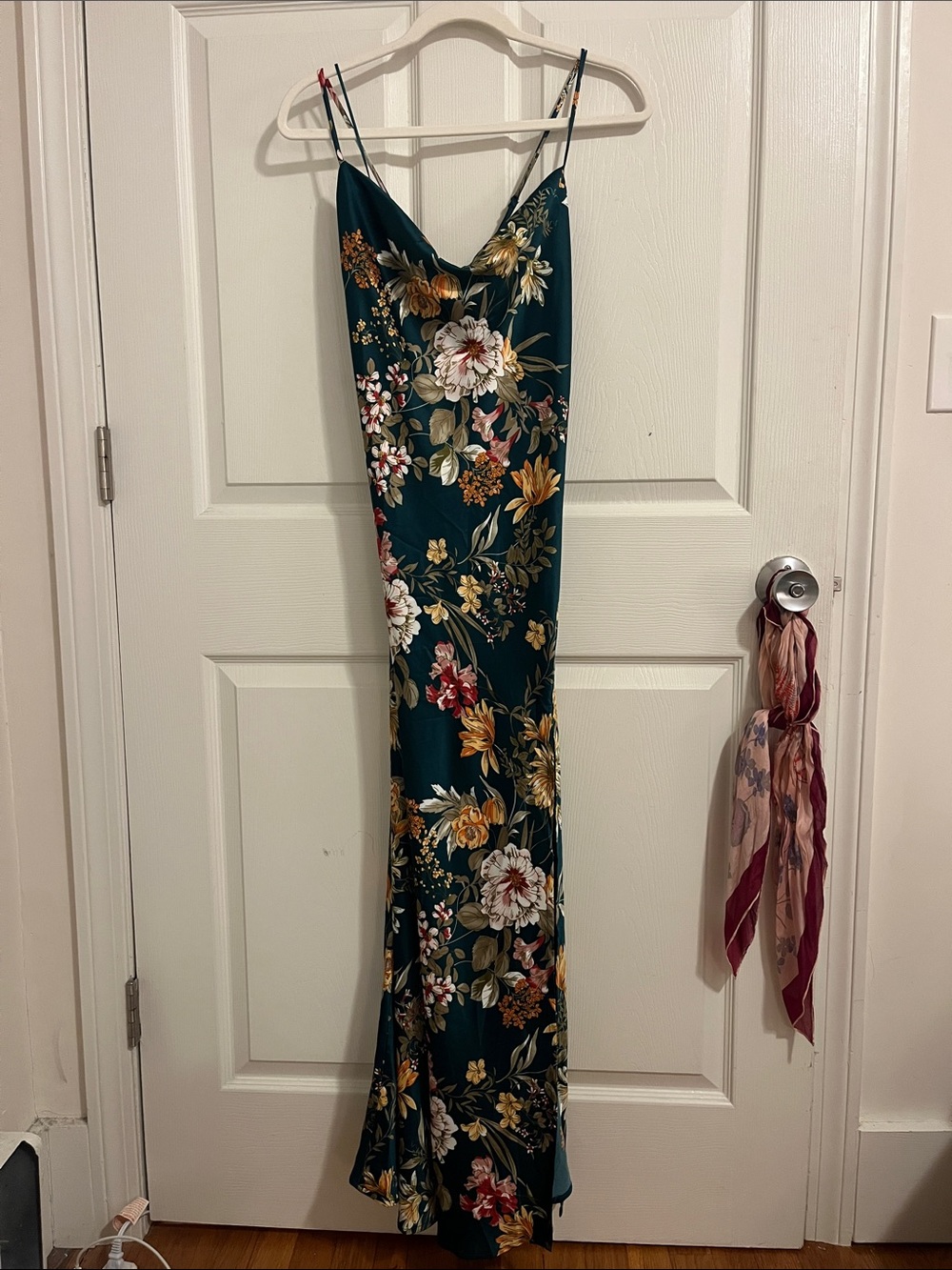 12th Tribe Teal Green Floral Slip Maxi Dress